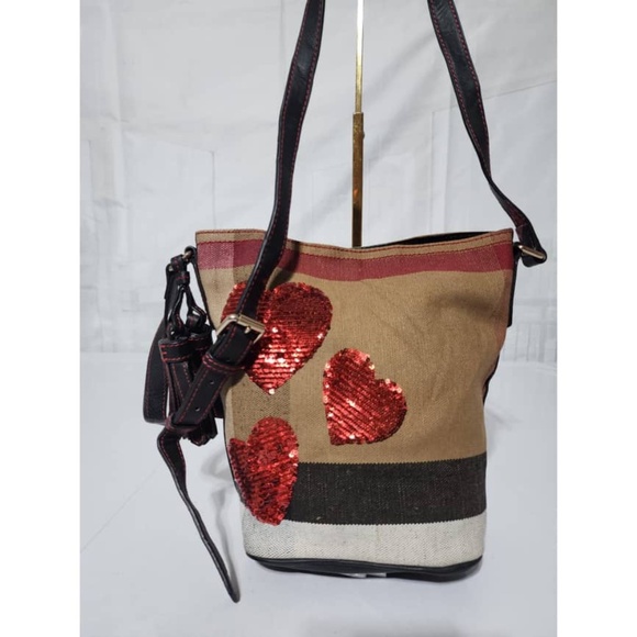 Authentic Burberry Ashby House Check Canvas with Sequins Mini Bag - Picture 6 of 15